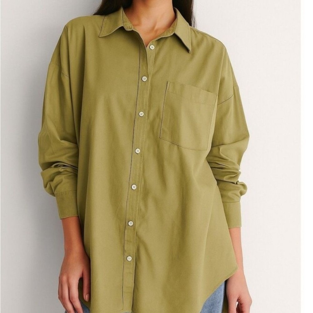 Maeve Anthropologie Green Bennett Shirt Button Down Oversized Long Sleeve‎ Small